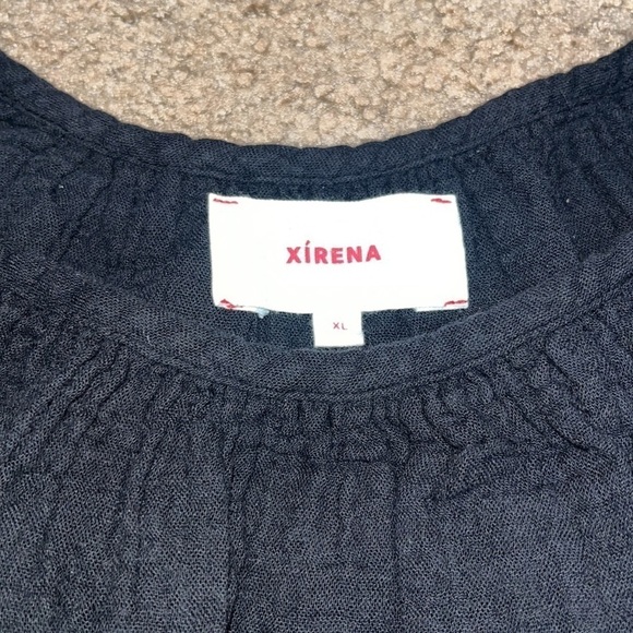 Xirena Rumer Scoop Neck Flutter Sleeve Gauze Tiered Midi Dress Black XL - Picture 10 of 11